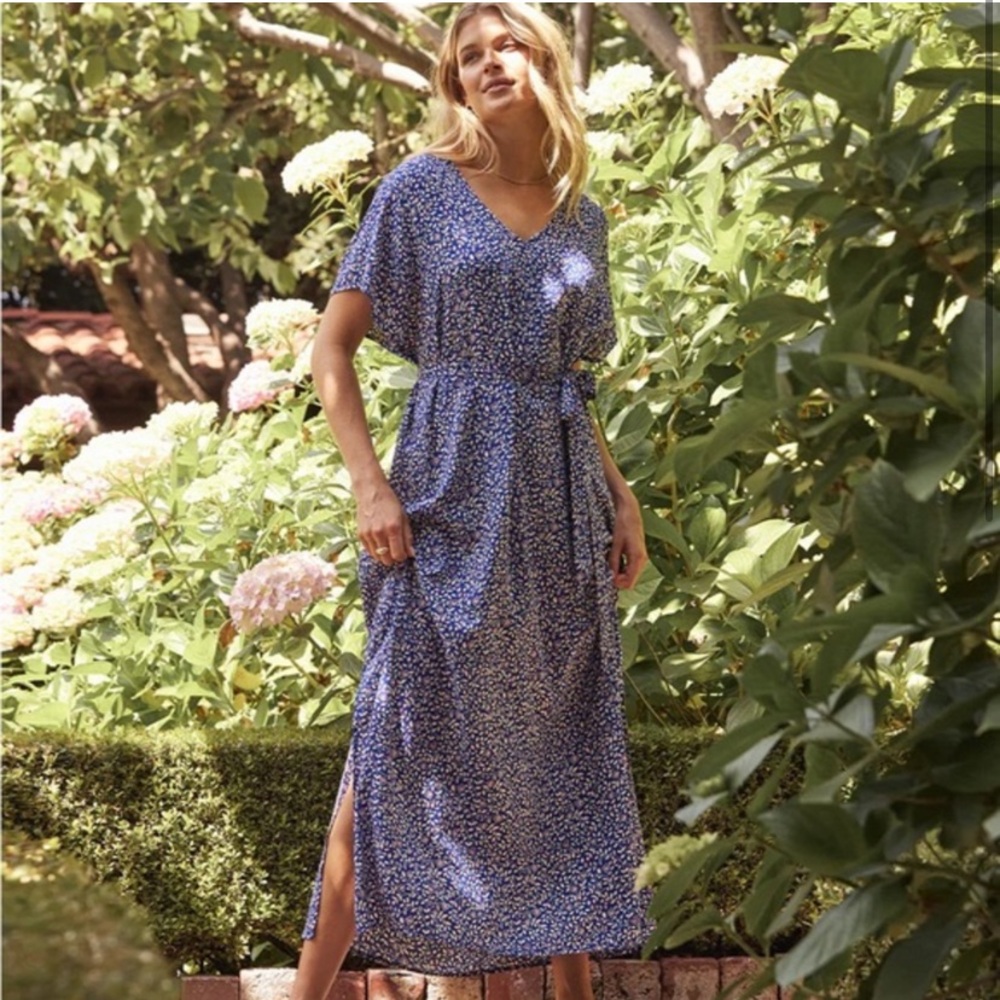 Summersalt Floral Easy Breezy Maxi Dress/Swim Cover Up in Navy Blue